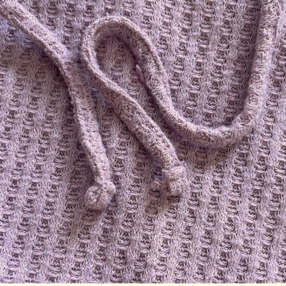 Lane Bryant Mauve Lace-Up Top Waffle Knit Henley - Picture 3 of 8
